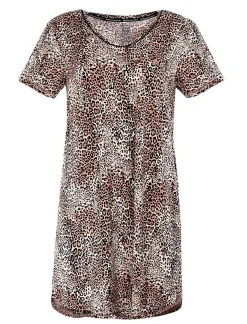 Best Sale Animal Print Cut Sleeve Shirt Women Pajamas