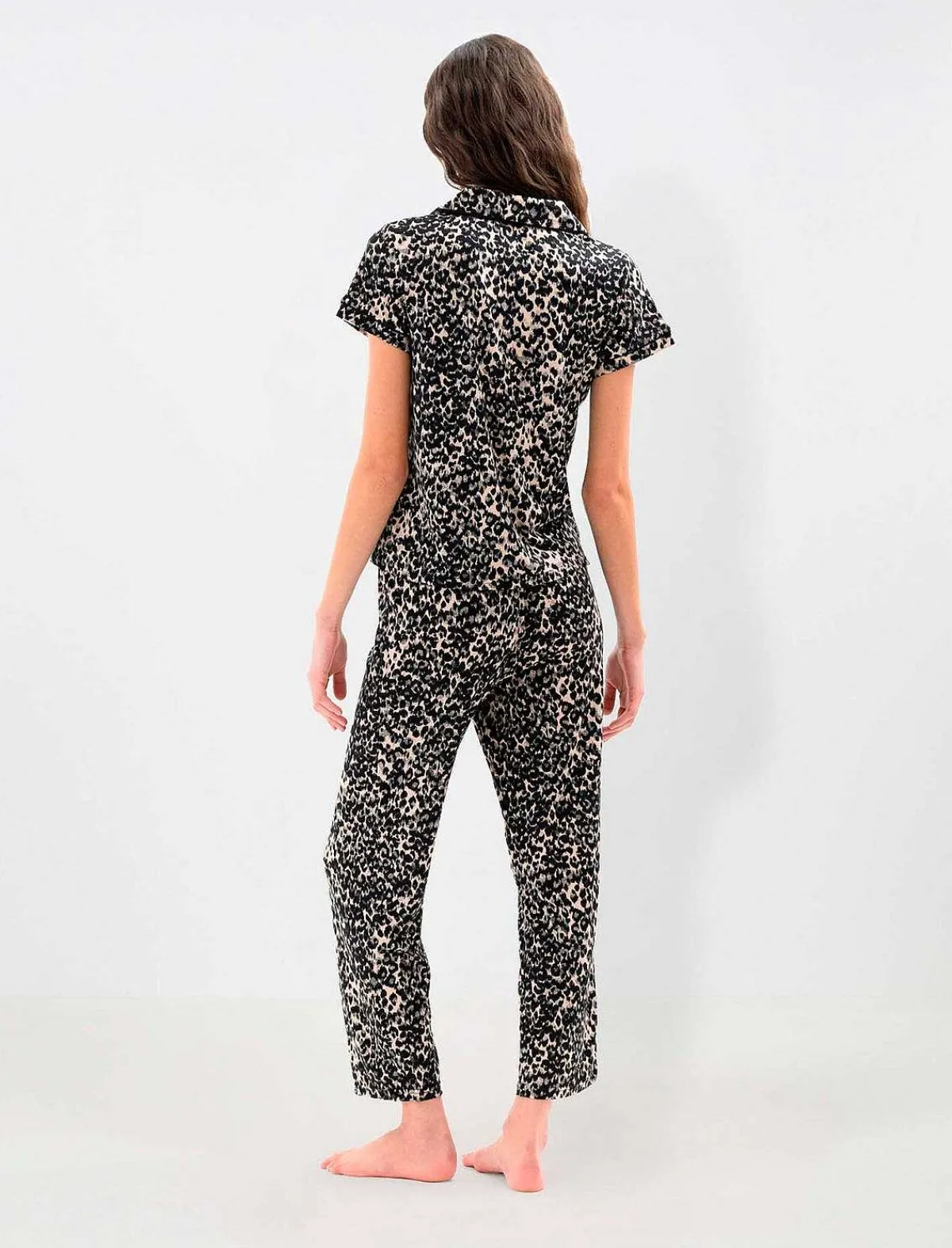 Sale Animal Print Leopard Loose Pajama Set Women Pajamas