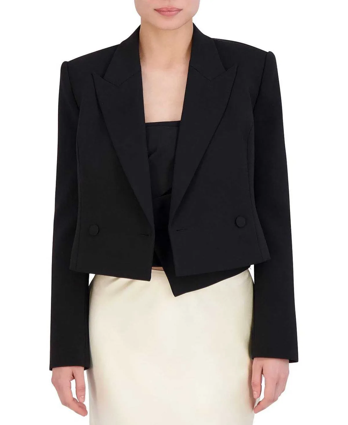 Fashion Crop Blazer With Solapa Women Outerwear