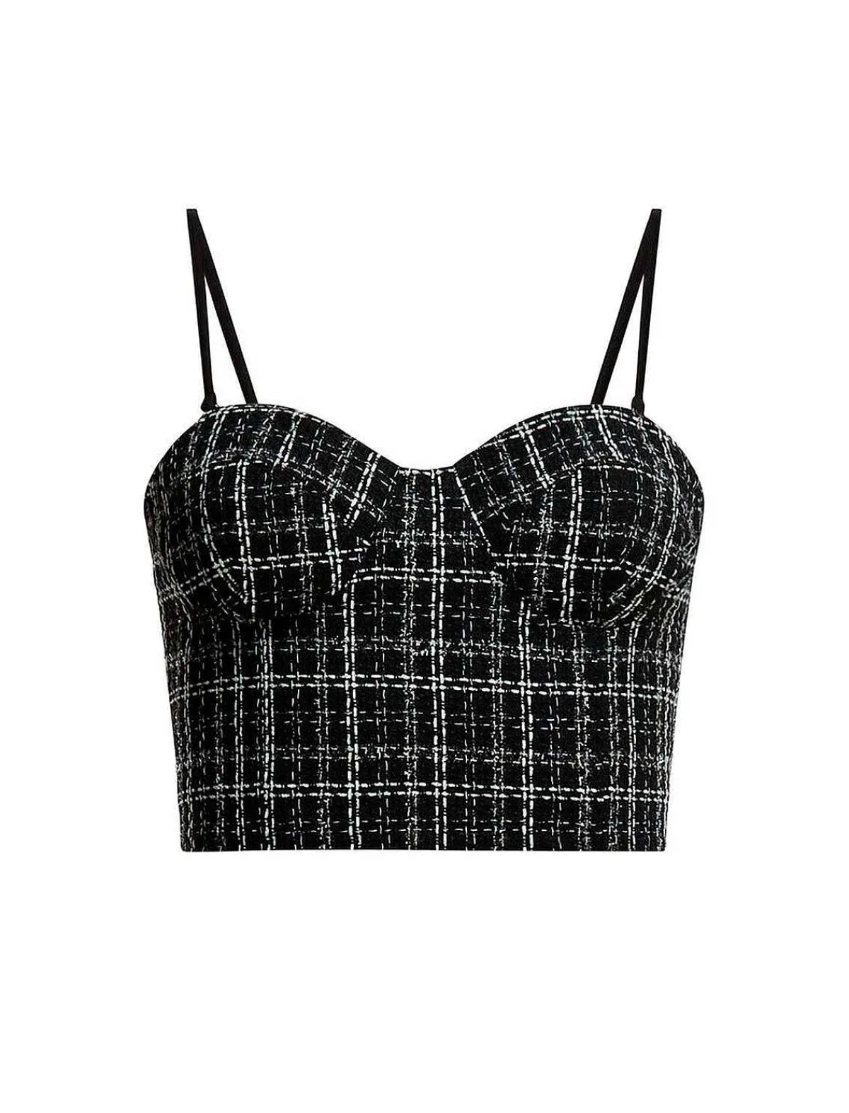 Store Crop Top Bustier Tweed With Cuadros Women Tops