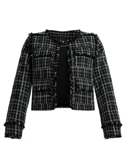 Hot Cuadros Tweed Jacket Women Outerwear