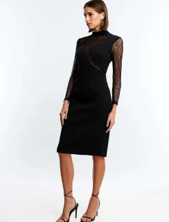 Shop Cuello High Wide Sleeve Fitness Midi Dress Women Night