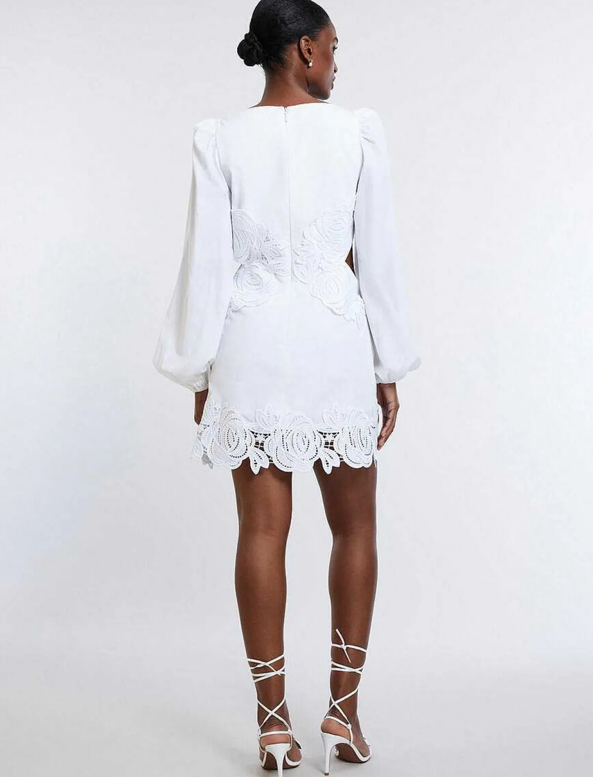 Sale Cutout Large Sleeve Short Dress With Encaje Women Cocktail