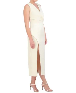 Best Sale Drapeed Midi Dress With Opening Women Cocktail