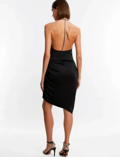 Outlet Escote Pedreria Fruncted Cut Dress Women Cocktail