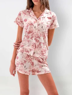 Best Sale Floral Print Cut Pajama Set Women Pajamas