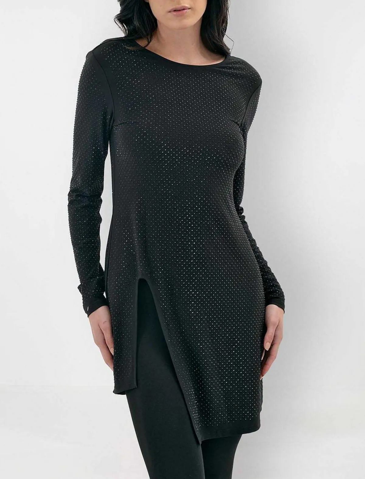 Hot Large Sleeve Blouse In Tortuga With Pedreria Women Tops