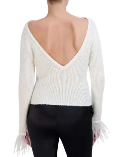 Cheap Large Sleeve Ribbed Sweater Pullover With Plumas Women Sweaters