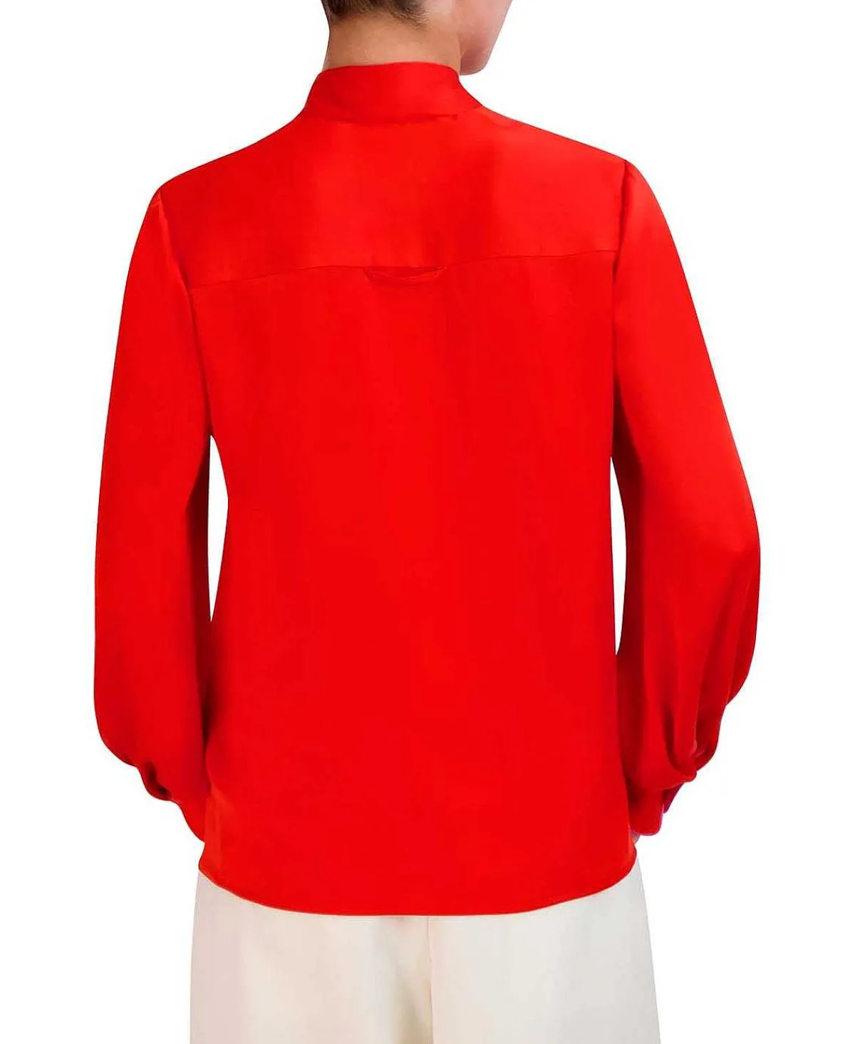 New Lazada Blouse Wide Sleeve Satin Ribe In Contrast Women Tops