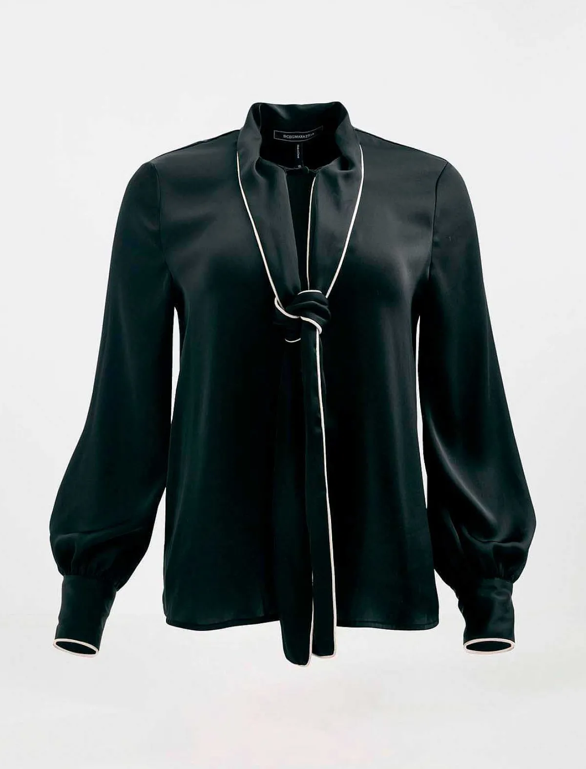 New Lazada Blouse Wide Sleeve Satin Ribe In Contrast Women Tops