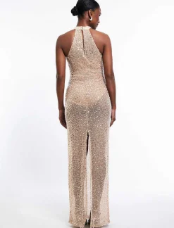 Sale Lentejuela Large Halter Night Dress Women Night