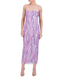 Outlet Lentejuelas Midi Stretch Dress Women Cocktail