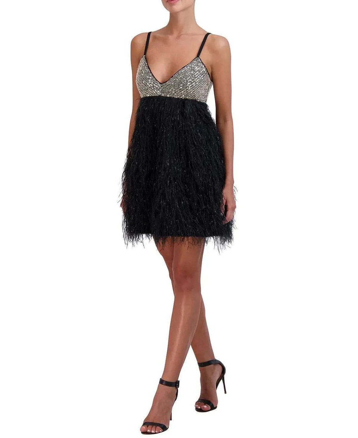Hot Lentejuelas Short Evening Dress With Plumas Women Night