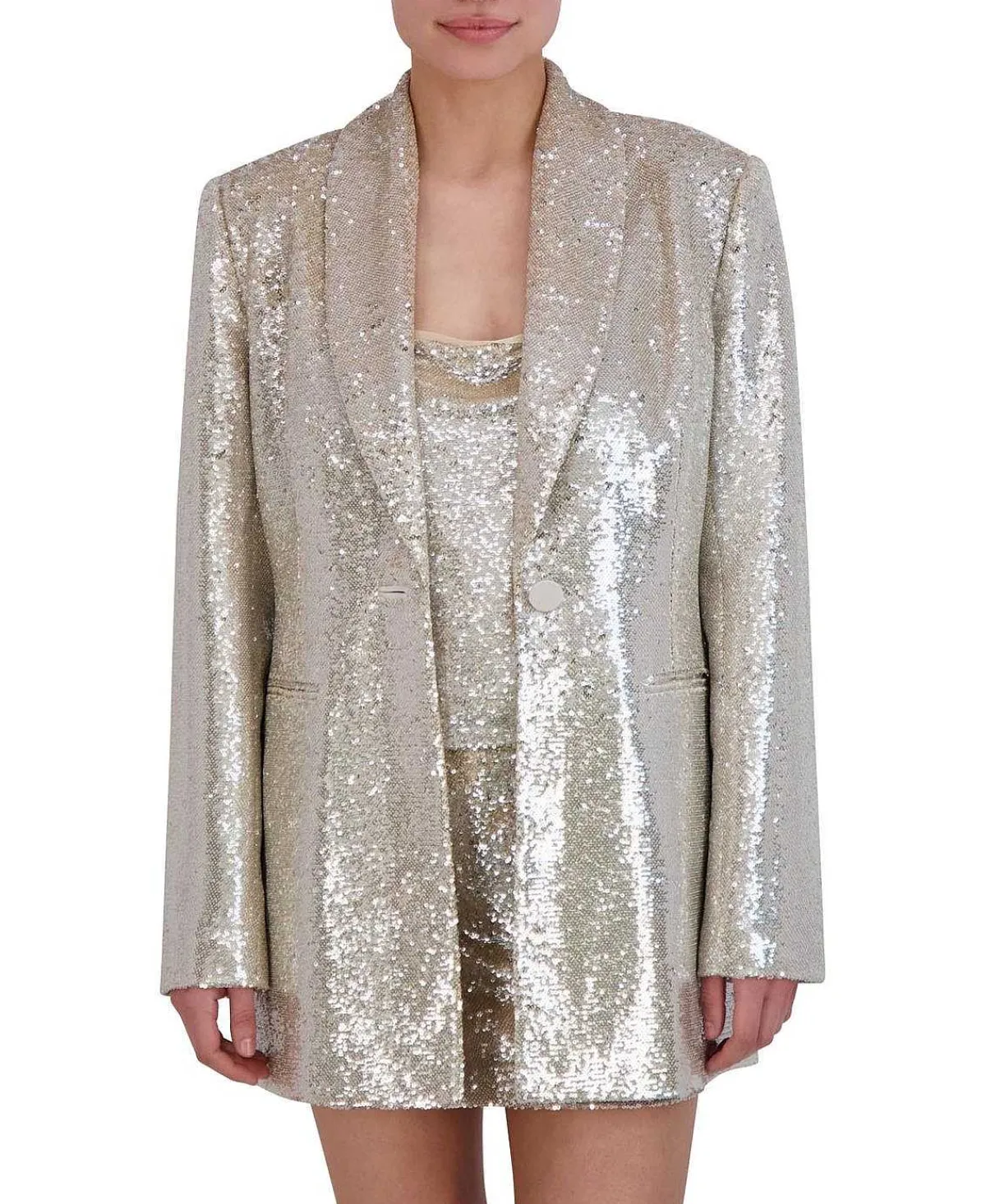 Sale Lentejuelas Straight Blazer Women Outerwear