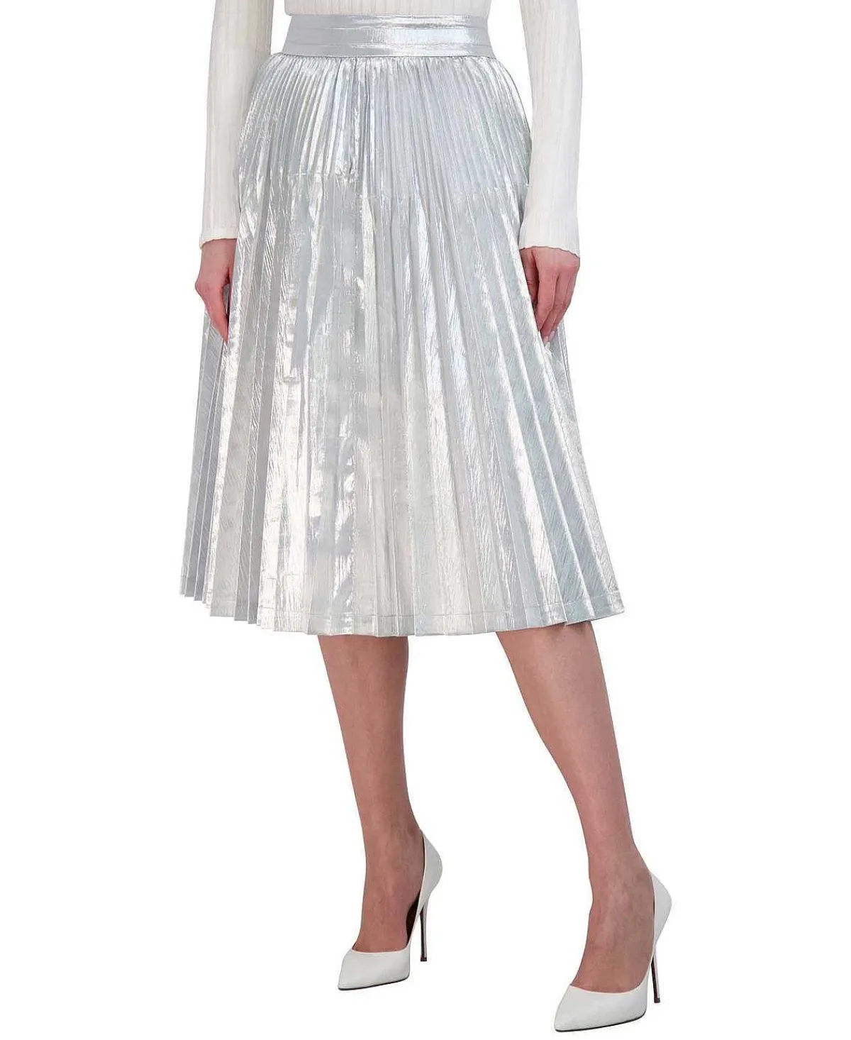 Online Metalized Pleased Midi Fall Women Skirts