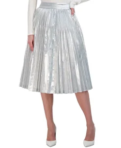 Online Metalized Pleased Midi Fall Women Skirts