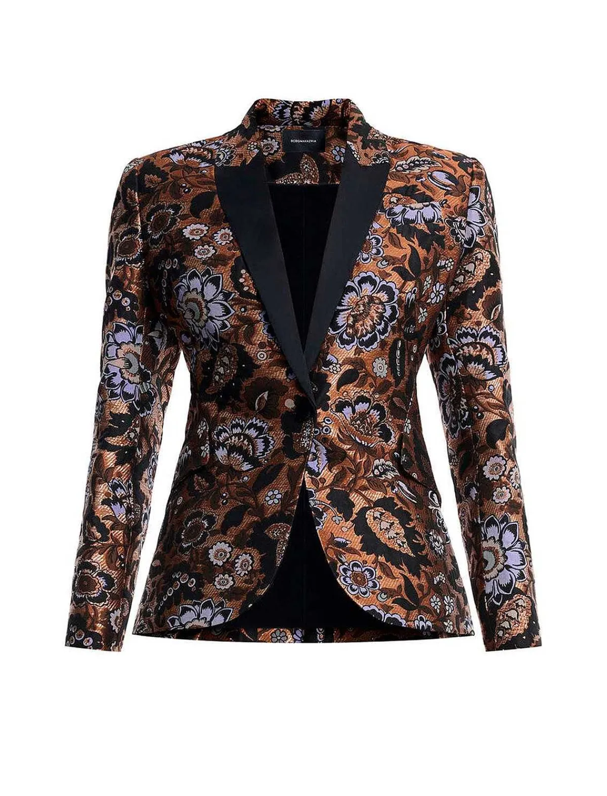 Outlet Metallic Floral Jacquard Blazer With Satin Sole Women Outerwear