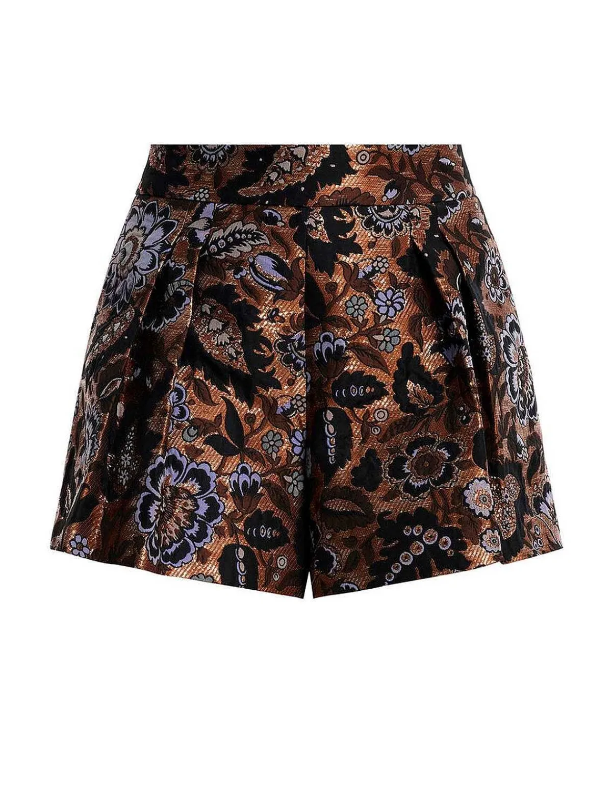 Best Sale Metallic Floral Jacquard Short Women Pantalones