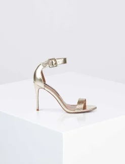 Flash Sale Metallic Heel Shoes With Adjustable Strap Women Shoes