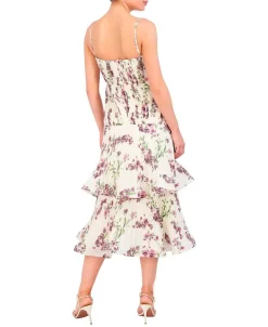 Discount Midi Dress With Floral Stripes With Wheel Women Cocktail