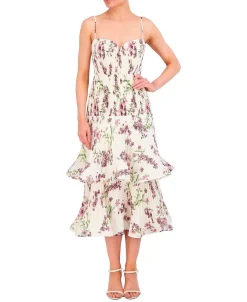 Discount Midi Dress With Floral Stripes With Wheel Women Cocktail