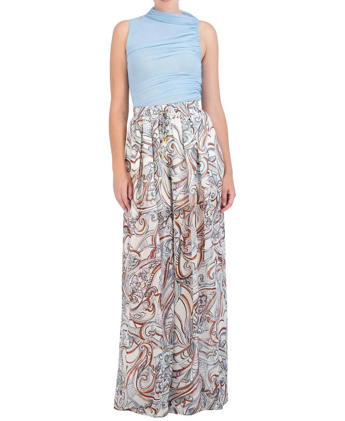 Flash Sale Paisley Pierna Ancha Printed Pants Women Pantalones