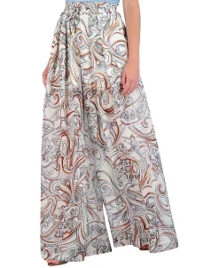 Flash Sale Paisley Pierna Ancha Printed Pants Women Pantalones