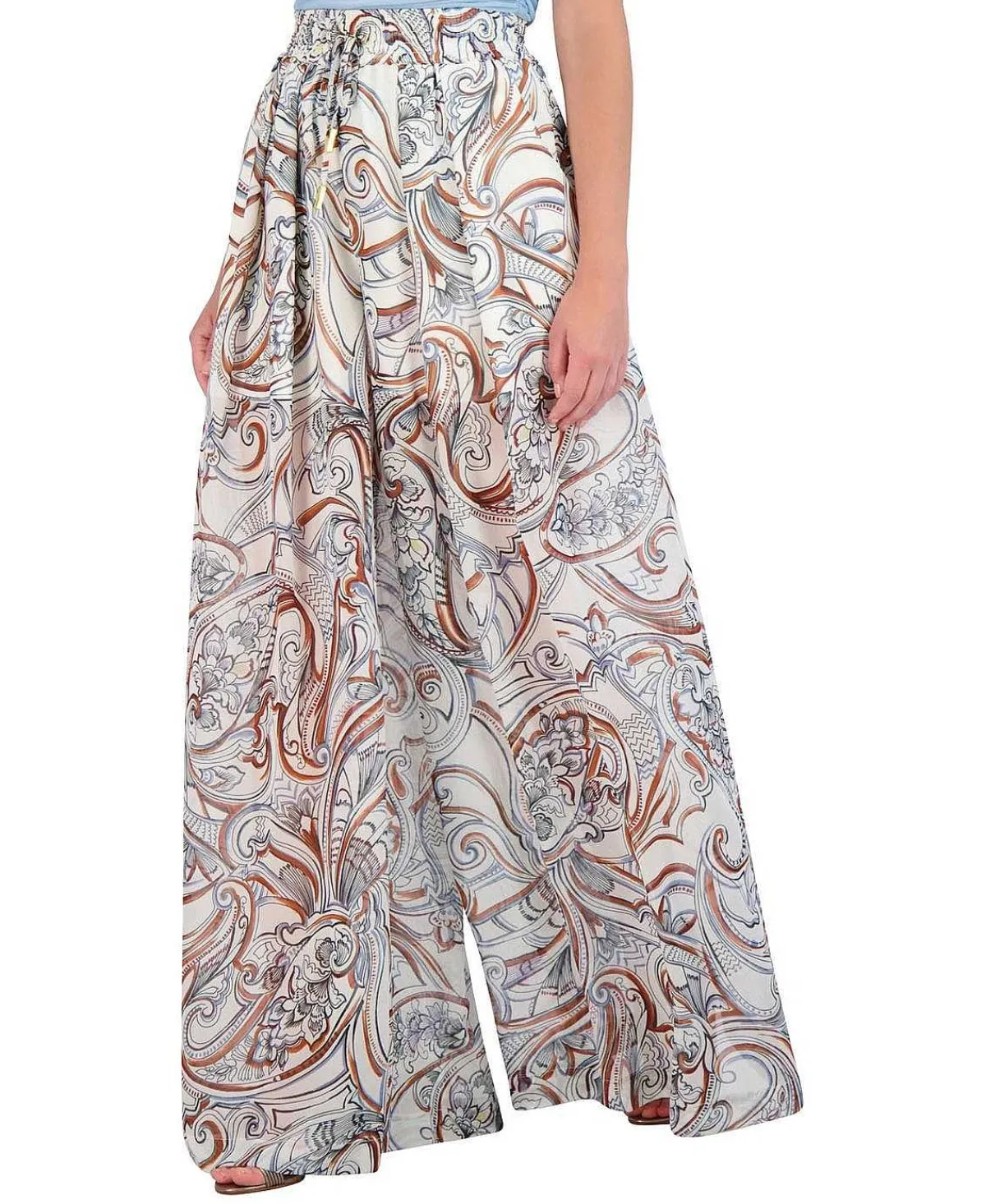 Flash Sale Paisley Pierna Ancha Printed Pants Women Pantalones