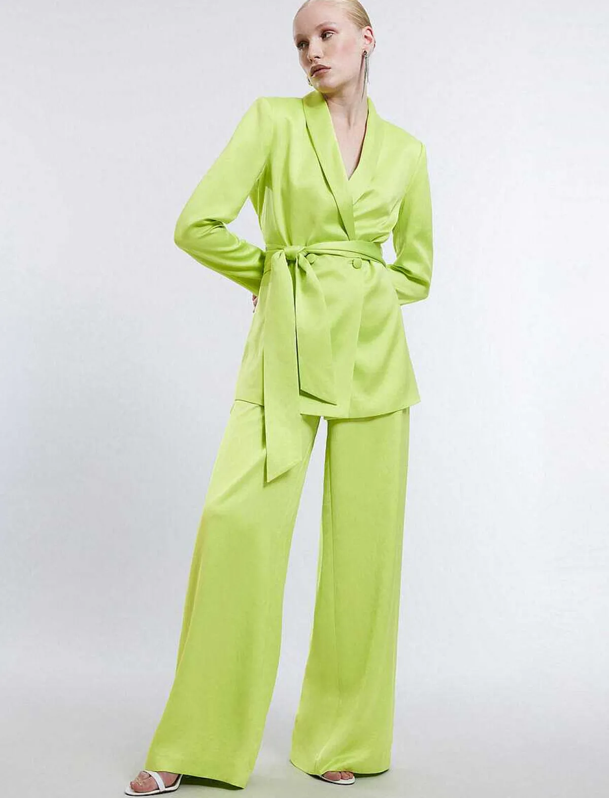 Online Pantalon Pierna Ancha At The Waist Women Pantalones