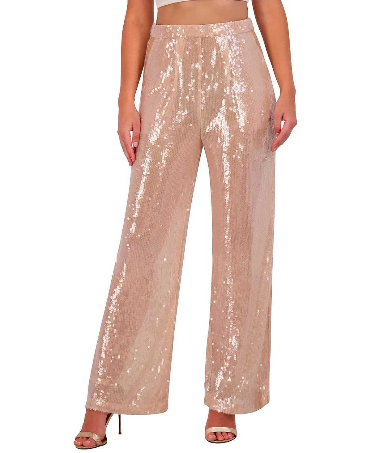Clearance Pantalon Pierna Ancha De Lentejuelas Women Pantalones
