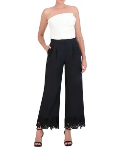 New Pantalon Pierna Ancha Encaje Women Pantalones