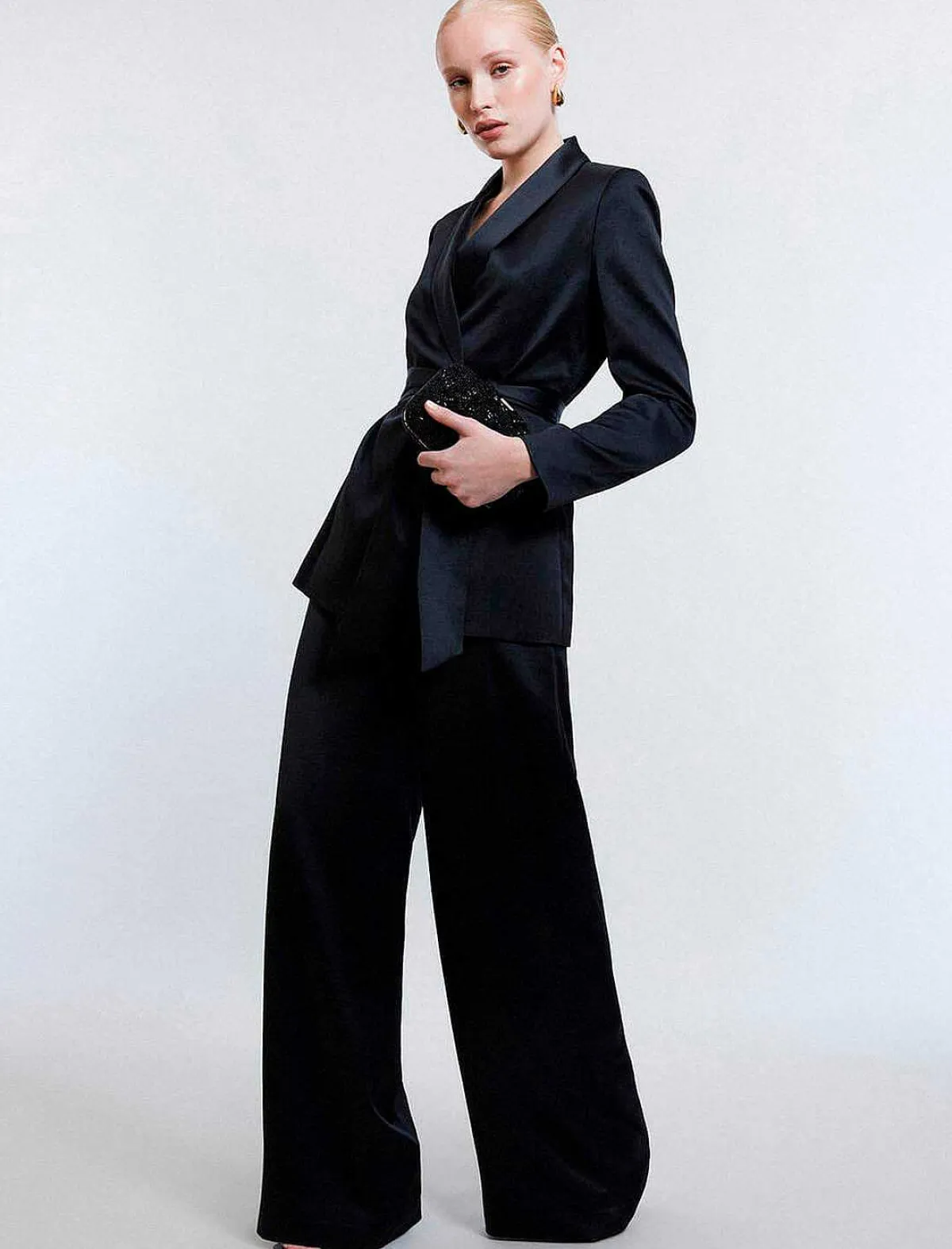 Flash Sale Pantalon With The Waist In Satin Pierna Ancha Women Pantalones