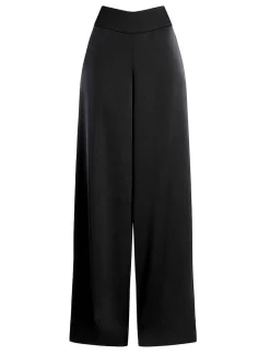 Flash Sale Pantalon With The Waist In Satin Pierna Ancha Women Pantalones