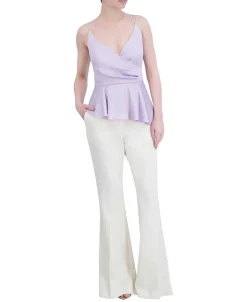 Best Peplum Satin Asymmetric Blouse Women Tops