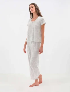 Clearance Playera Escote Printed Large Pajama Set En V Women Pajamas