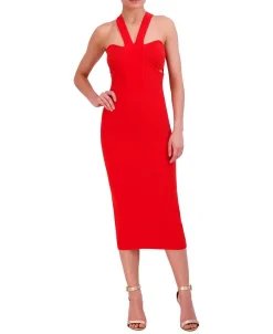 New Punto Cutout Halter Midi Dress Women Casual