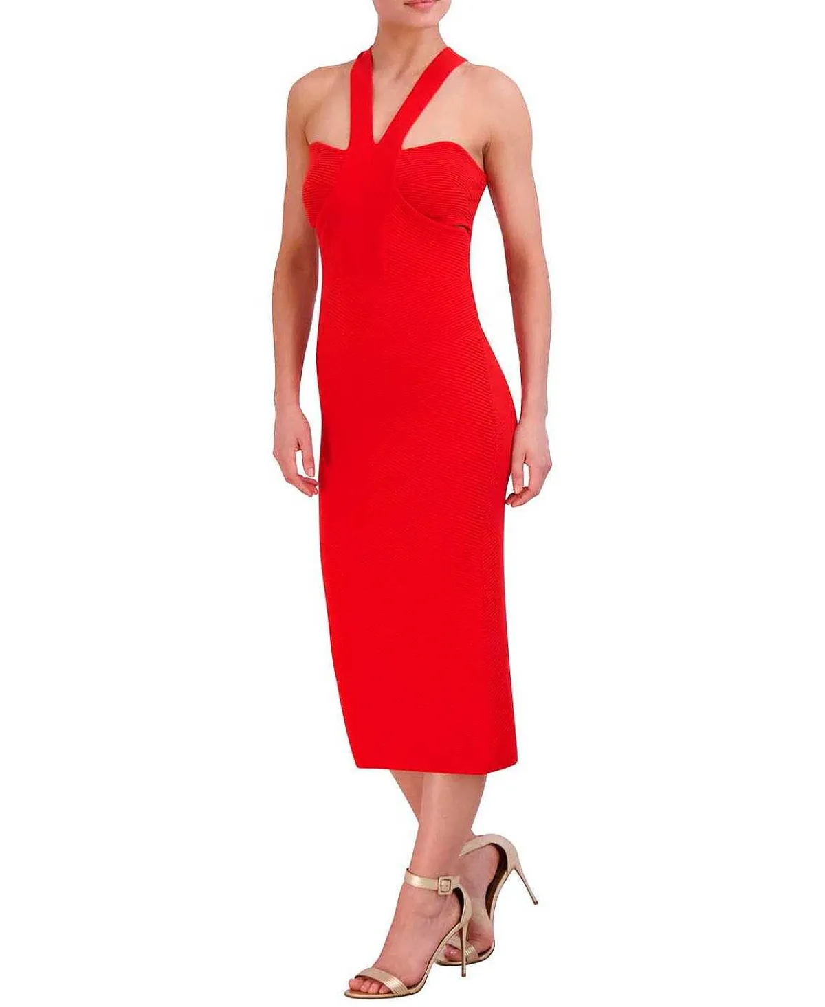 New Punto Cutout Halter Midi Dress Women Casual