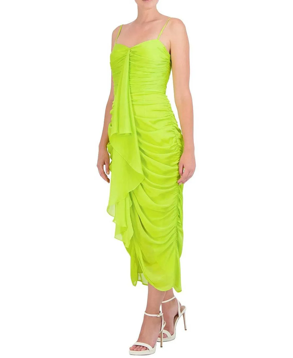 Store Satin Draped Midi Dress With Tires Women Cocktail
