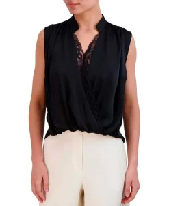 Clearance Satina Blouse Cross Effect Drapeed Encaje Women Tops