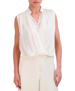 Sale Satina Blouse Cross Effect Drapeed Encaje Women Tops