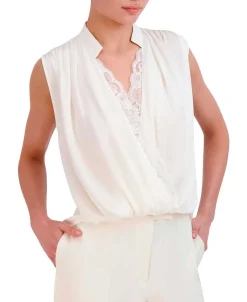 Sale Satina Blouse Cross Effect Drapeed Encaje Women Tops