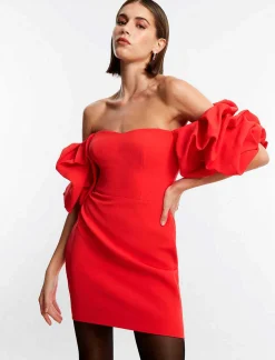 Online Short Hombers Dress Descubiertos Manga Globo Women Night