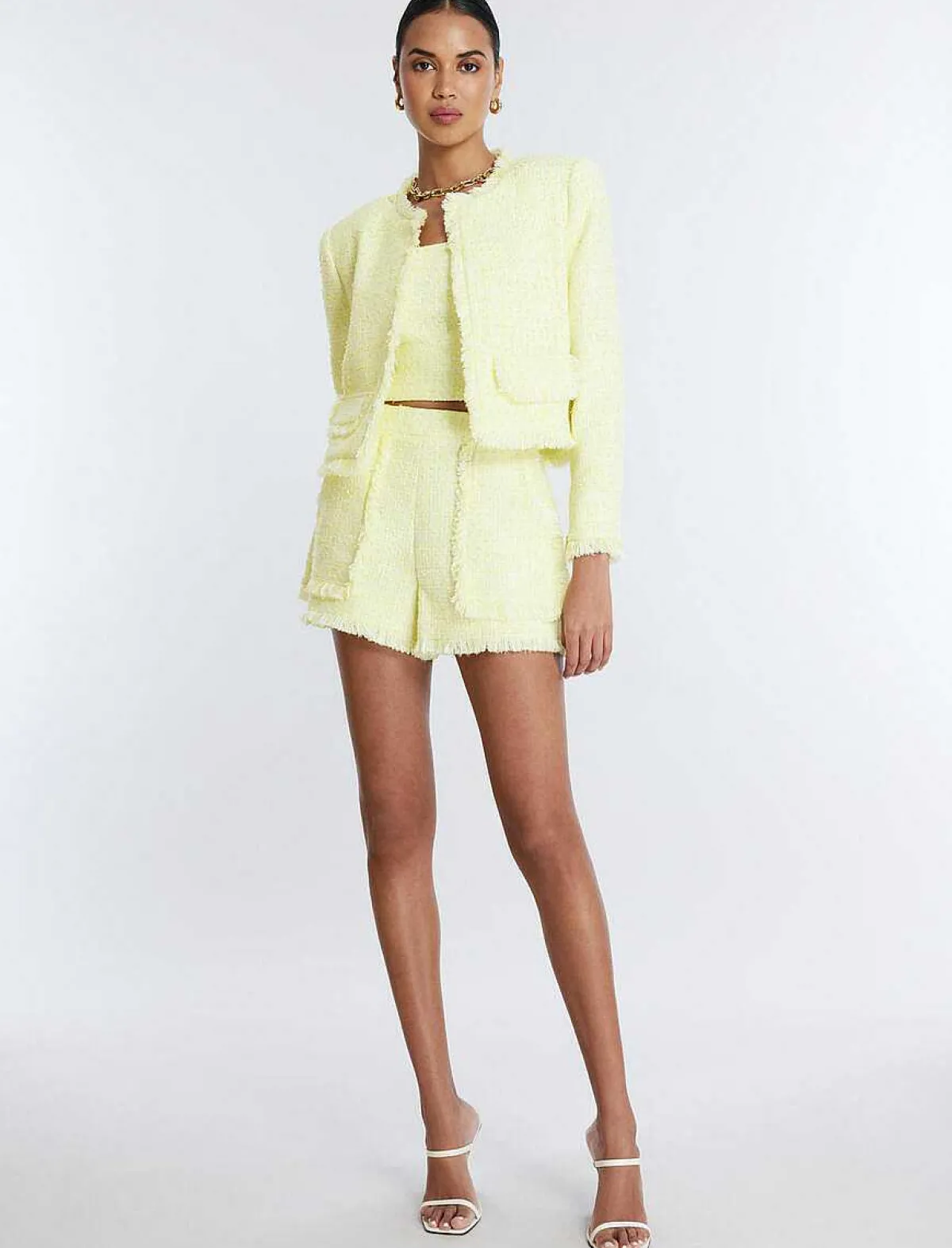 Shop Tweed Jacket With Fleets Women Outerwear