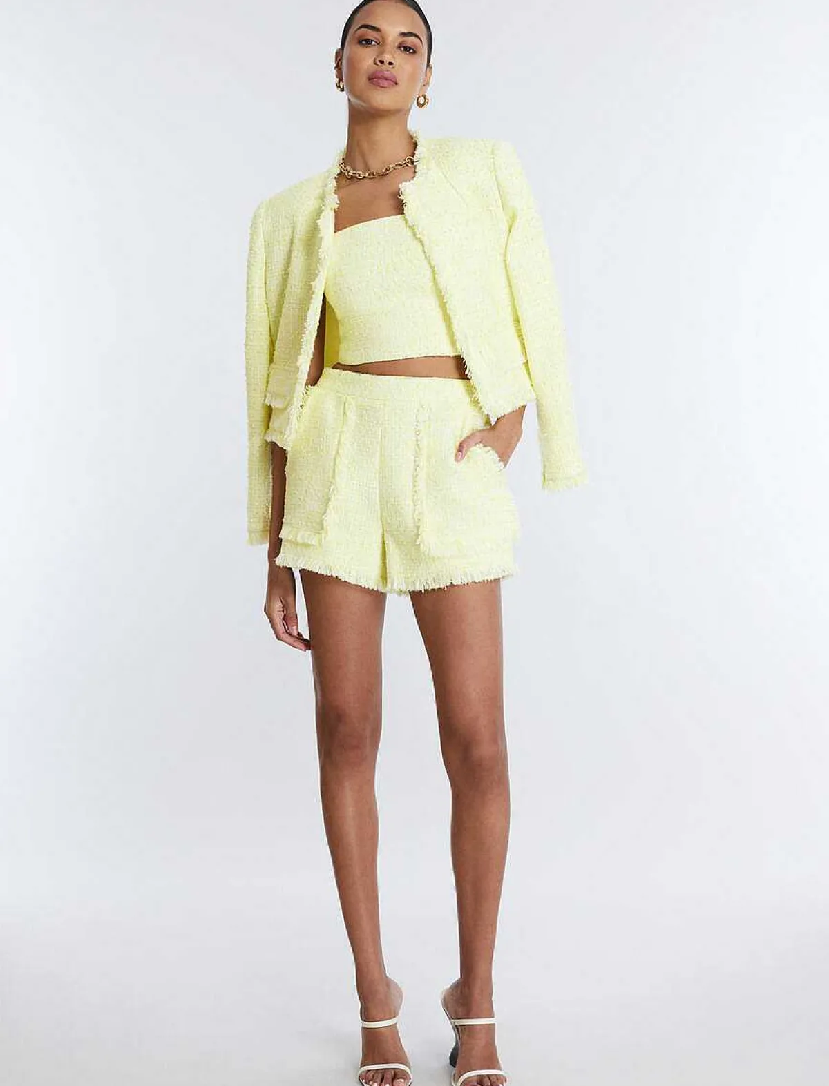 Shop Tweed Jacket With Fleets Women Outerwear