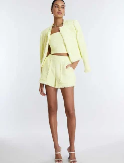 Sale Tweed Waist Short With Flecks Women Pantalones