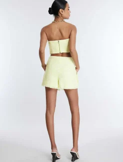 Sale Tweed Waist Short With Flecks Women Pantalones