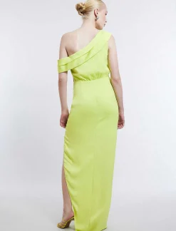 Online Wide Asymmetric Dress With Satin Pliegues Women Night