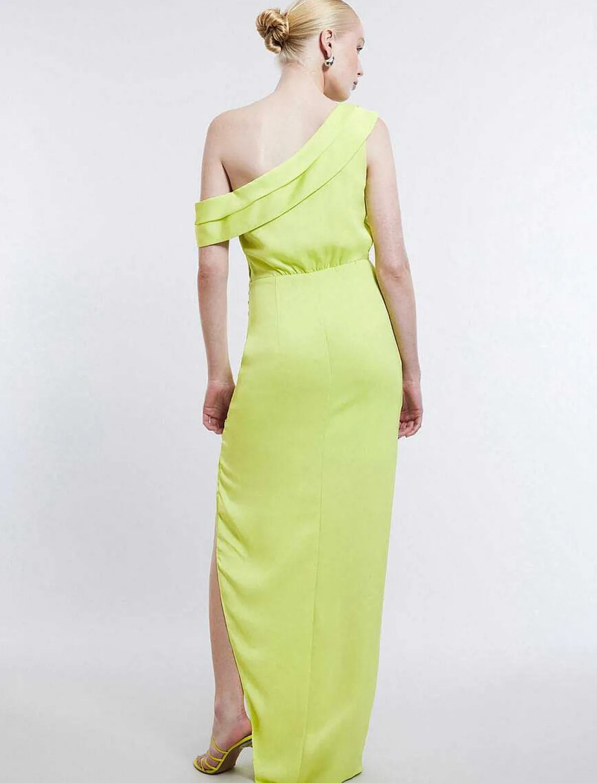 Online Wide Asymmetric Dress With Satin Pliegues Women Night
