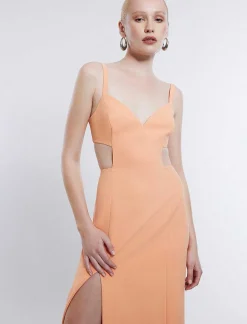 Best Sale Wide Dress With Cutout Stripes With Opening Women Night