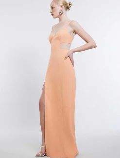 Best Sale Wide Dress With Cutout Stripes With Opening Women Night